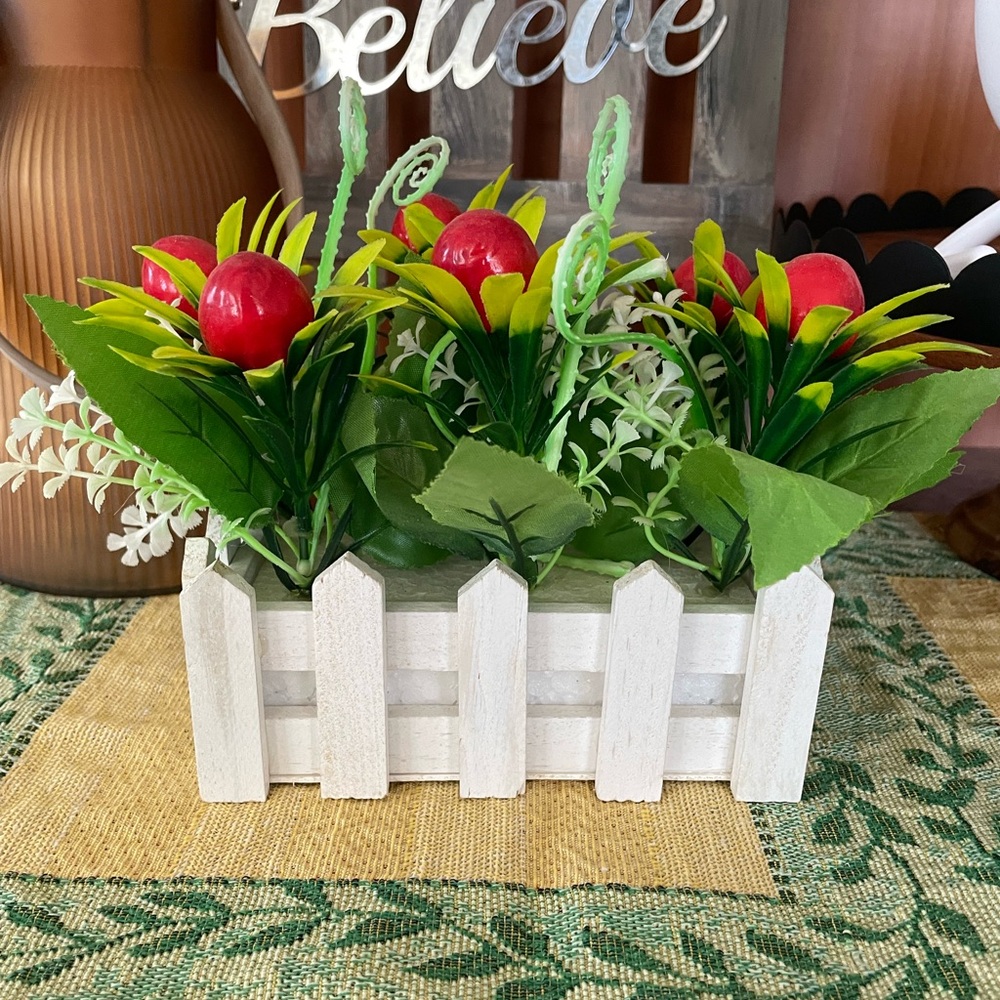 Vintage Red and Green Faux Floral Accent